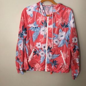 American Eagle Floral Zip Rain Jacket Windbreaker